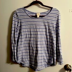 Blue and White Striped Long Sleeve Shirt